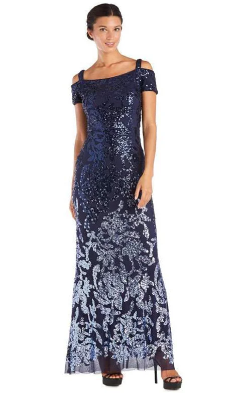 women's travel dressesR&M Richards - 7133PSC Cold Shoulder Sequined Evening Dress