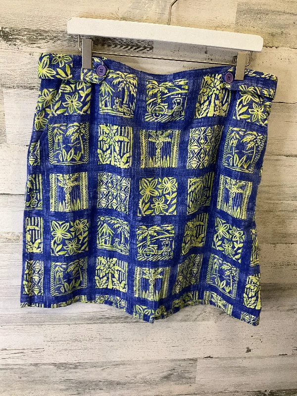 women's polyester skirtsBlue & Yellow Skirt Mini & Short Clothes Mentor, Size 16