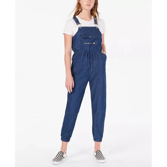 women's jumpsuits for laid-back looksDollhouse Juniors' Soft Jean Overalls Navy Size Medium