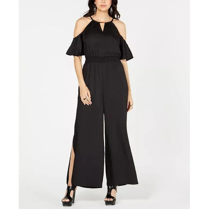 women's jumpsuits for stylish and functional fashionThalia Sodi Women's Cold-Shoulder Wide-Leg Jumpsuit Black Size XX Large - XX-Large