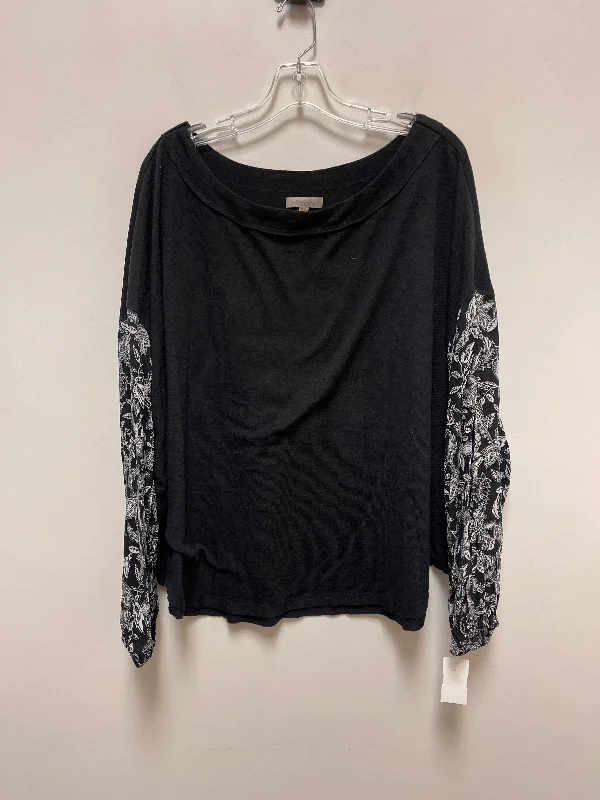 women's long sleeve tops with V-necksTop Long Sleeve By Wonderly In Black, Size: 2x