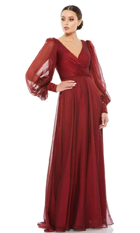 women's flutter-sleeved dressesMac Duggal Evening - 67873D V Neck A-Line Dress