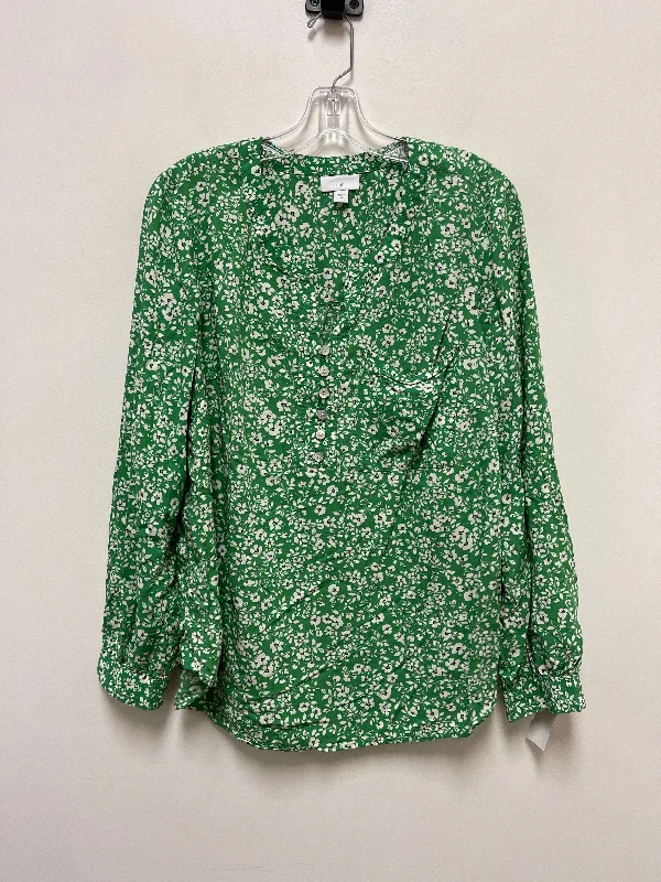 women's long sleeve tops with hidden buttonsTop Long Sleeve By J. Jill In Green, Size: M