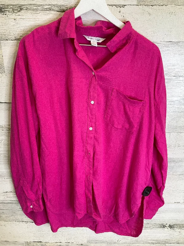 chic women's long sleeve topsTop Long Sleeve By Old Navy In Pink, Size: L