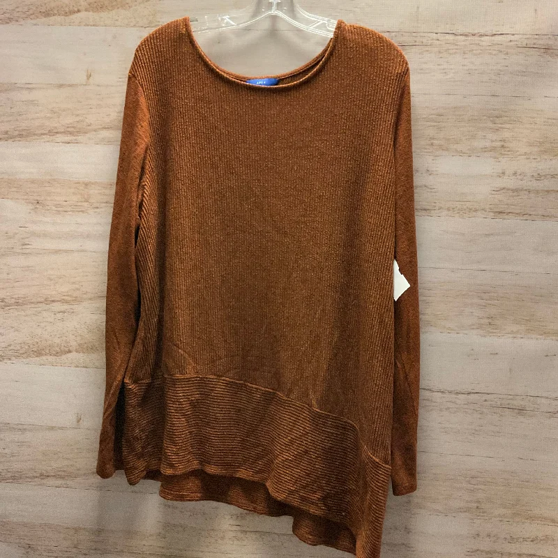 women's long sleeve tops made of cashmereTop Long Sleeve By Apt 9 In Rust, Size: L