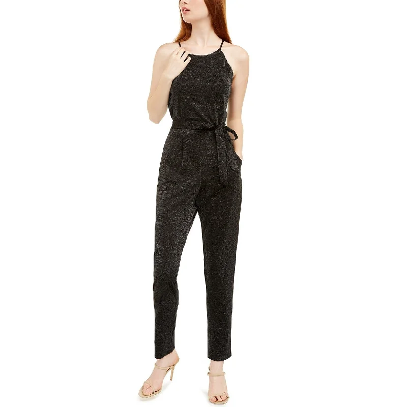 women's jumpsuits for gym sessionsBCX Women's Scalloped Shine Jumpsuit Black Size 7