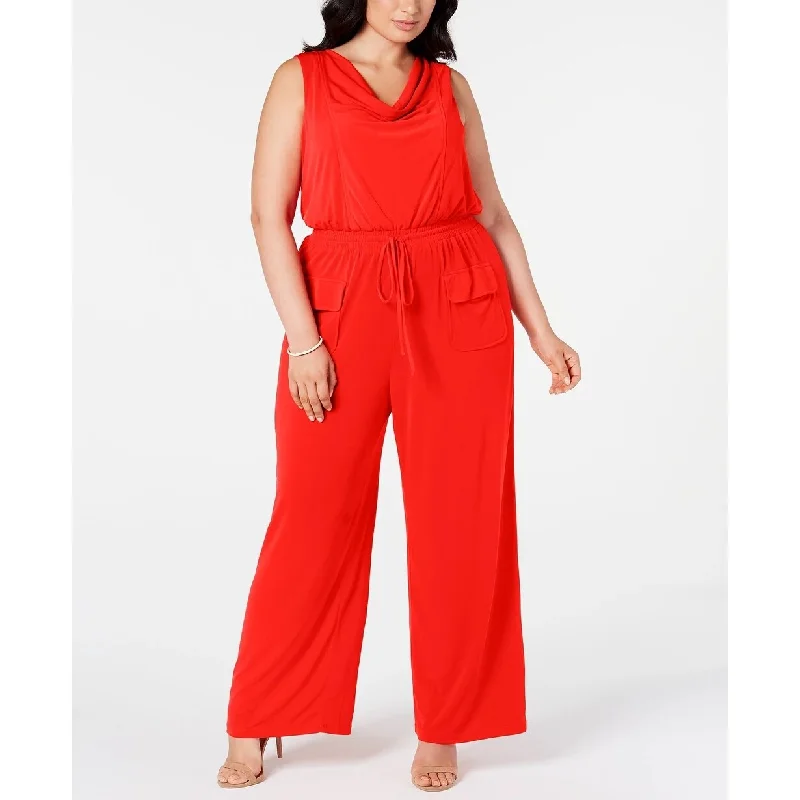 women's jumpsuits for winterVince Camuto Women's Trendy Cowlneck Jumpsuit Red Size 2X