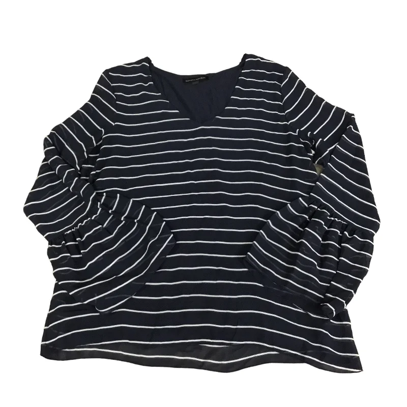 women's long sleeve tops with zippered closuresTop Long Sleeve By Banana Republic In Navy, Size: M