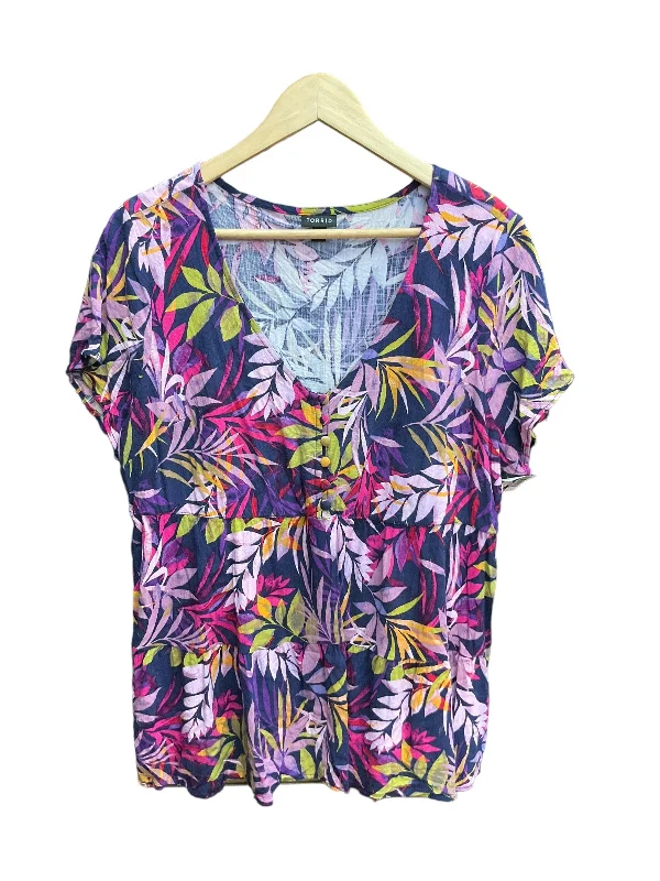 women's T-shirts for outdoor activitiesTropical Print Top Short Sleeve Torrid, Size 1x