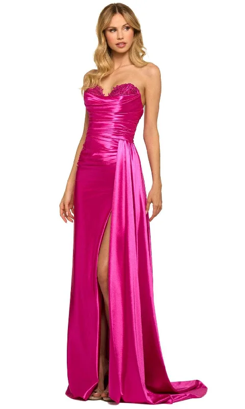 women's cold-shoulder dressesSherri Hill 55230 - Ruched Sweetheart Evening Gown