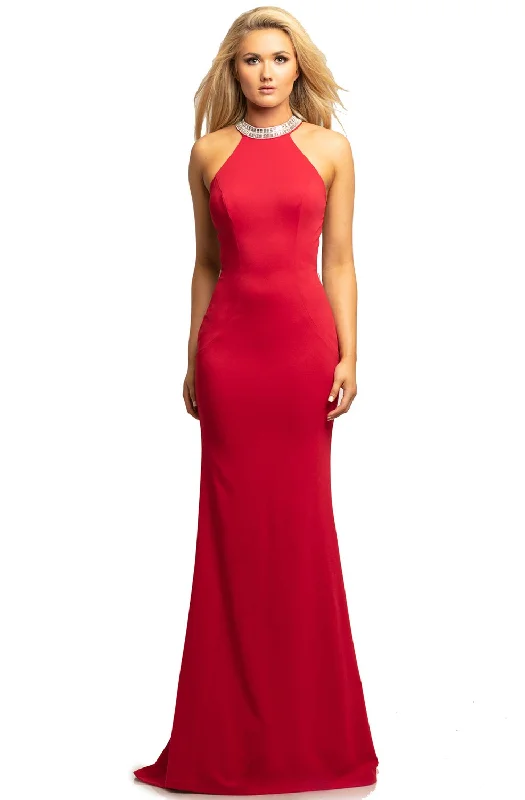 women's stylish dressesJohnathan Kayne - High Halter Fitted Evening Dress 2049SC