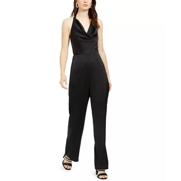 women's retro jumpsuits19 Cooper Women's Cowlneck Halter Jumpsuit Black Size X-Large