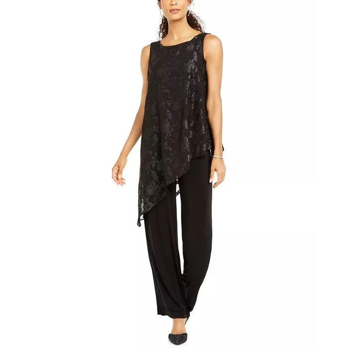 women's jumpsuits for maximalist fashionConnected Women's Asymmetrical-Overlay Jumpsuit Black Size 8