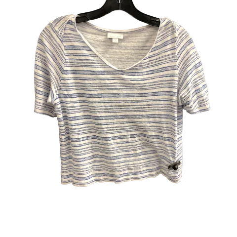 women's T-shirts with cropped lengthsBlue & White Top Short Sleeve J. Jill, Size M