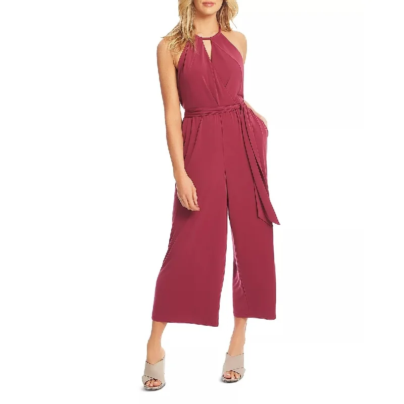 women's jumpsuits with V-necks1.STATE Women's Belted Wide-Leg Jumpsuit Berry Charming Size Medium - Pink