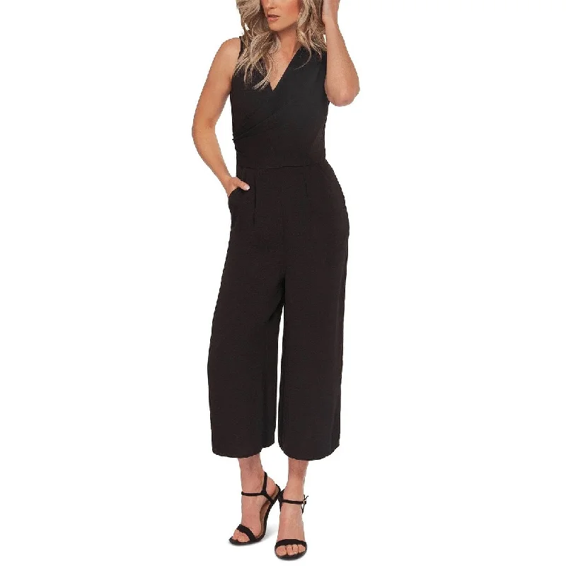 women's jumpsuits for statement fashionBlack Tape Women's Faux-Wrap Culotte Jumpsuit Black Size Extra Small - X-Small