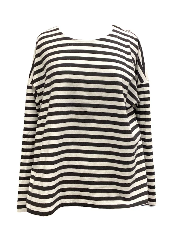 women's long sleeve tops with cold-shoulder designsTop Long Sleeve By Nordstrom In Striped Pattern, Size: S