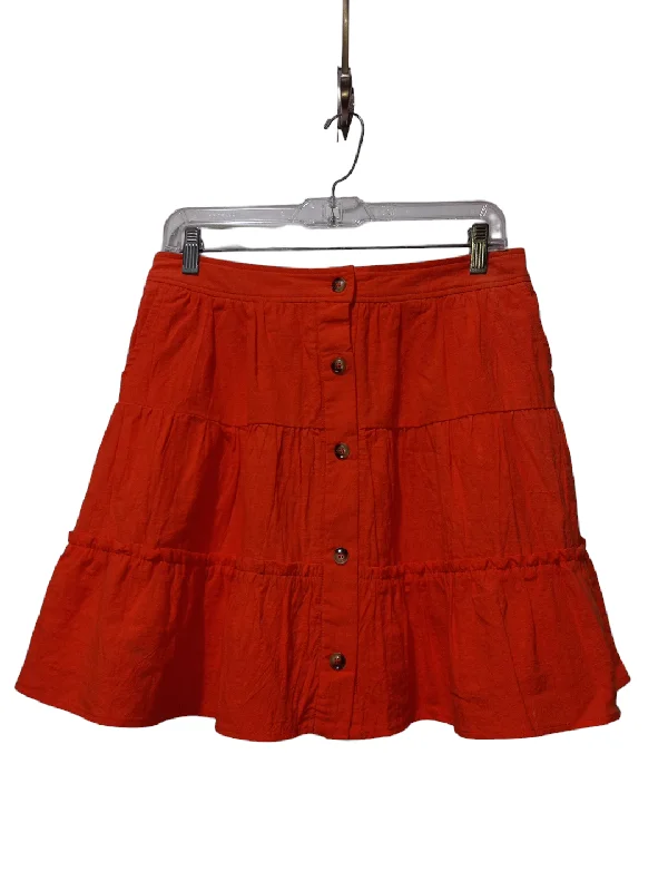 women's denim midi skirtsOrange Skirt Mini & Short Clothes Mentor, Size L