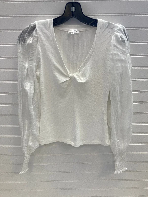 women's long sleeve tops made of silkTop Long Sleeve By Heartloom In White, Size: Xs