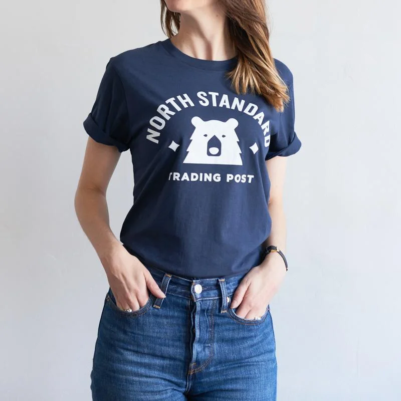 women's tops for those who want to add a personal touch to their wardrobe with unique and one-of-a-kind piecesVarsity Tee (Navy + White)