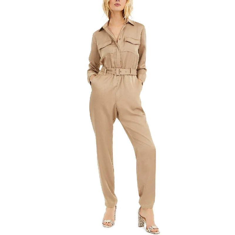 women's jumpsuits made of cottonINC International Concepts Women's Plus Size Button-Front Jumpsuit Beige Size 18W