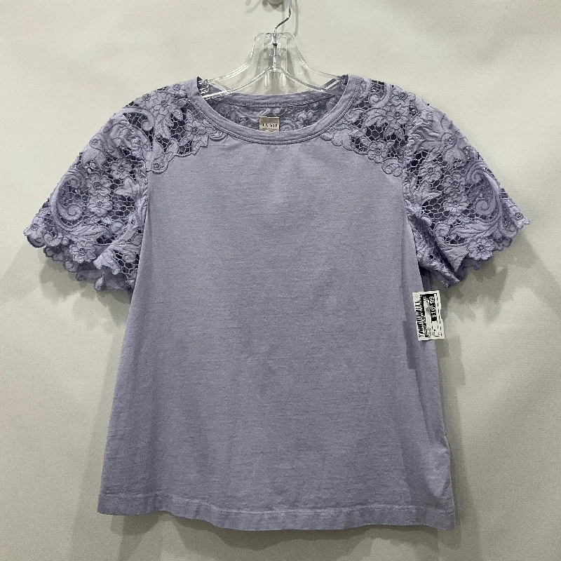 women's T-shirts with fitted designsPurple Top Short Sleeve Rebecca Taylor, Size M