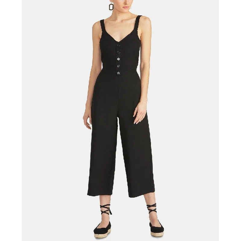 women's jumpsuits for loungingRachel Roy Women's Cotton Cropped Tie-Back Jumpsuit Black Size 12