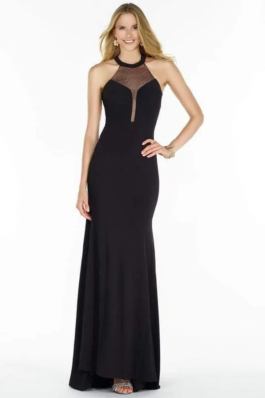 women's evening dressesAlyce Paris 1212 - Sheer Halter Evening Dress