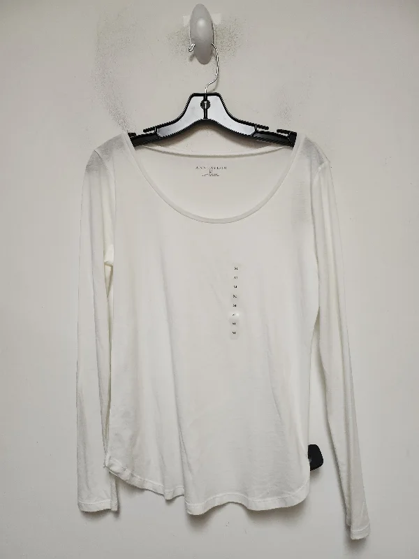 women's long sleeve tops for black-tie affairsTop Long Sleeve Basic By Ann Taylor In Ivory, Size: M