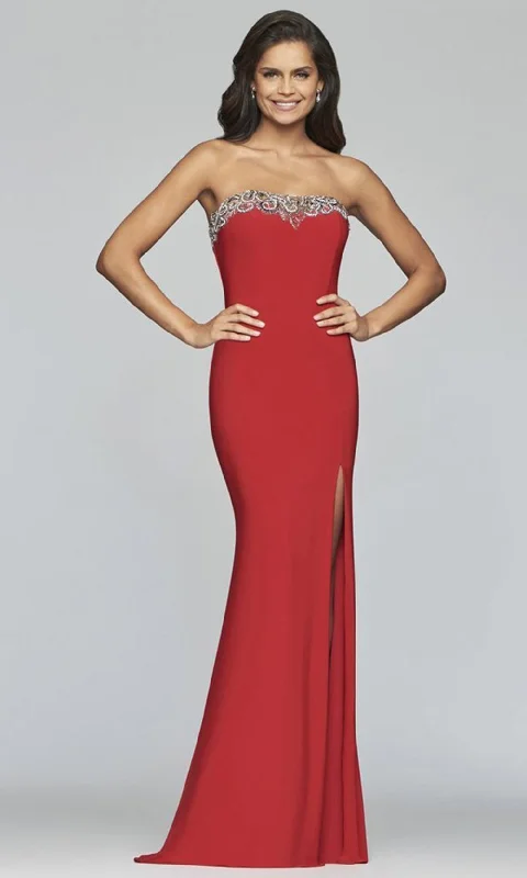 women's versatile dressesFaviana - S10200SC Strapless Beaded Evening Dress With Slit