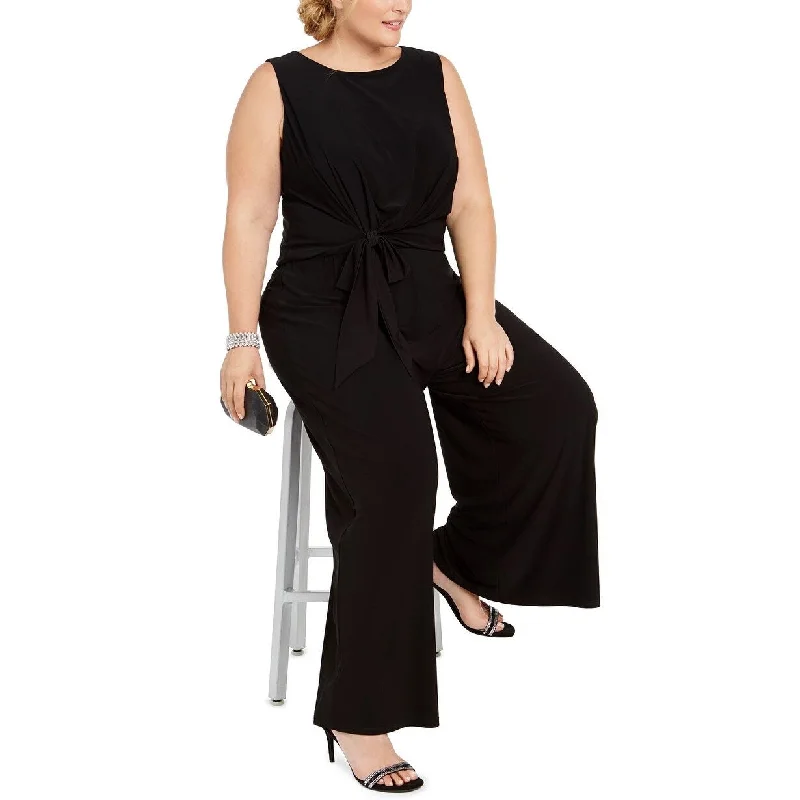 women's casual jumpsuitsMSK Women's Plus Size Tie-Front Jumpsuit Black Size 2X