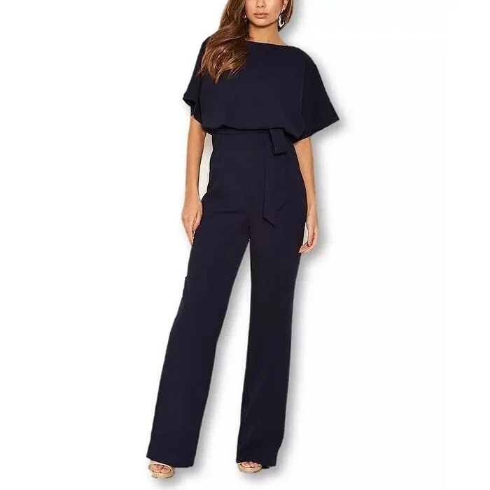 women's jumpsuits with halter necksAX Paris Women's Tie Waist Jumpsuit Navy Size 15