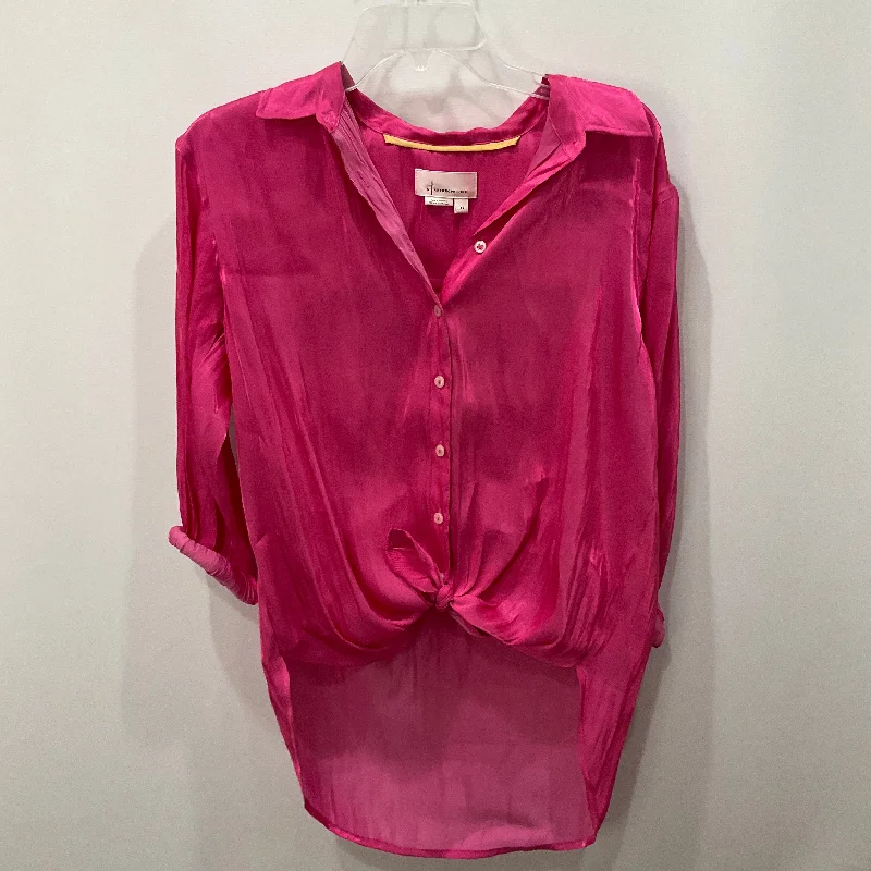 women's long sleeve tops with rufflesTop Long Sleeve By Anthropologie In Pink, Size: Xs