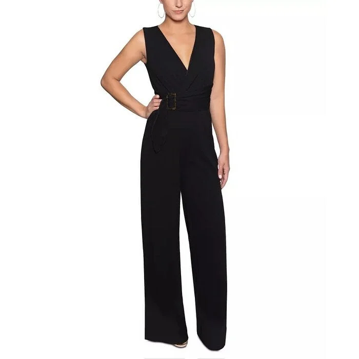 women's jumpsuits for curve-hugging stylesChristian Siriano New York Women's Belted Wrap Jumpsuit Black Size X-Large - XL