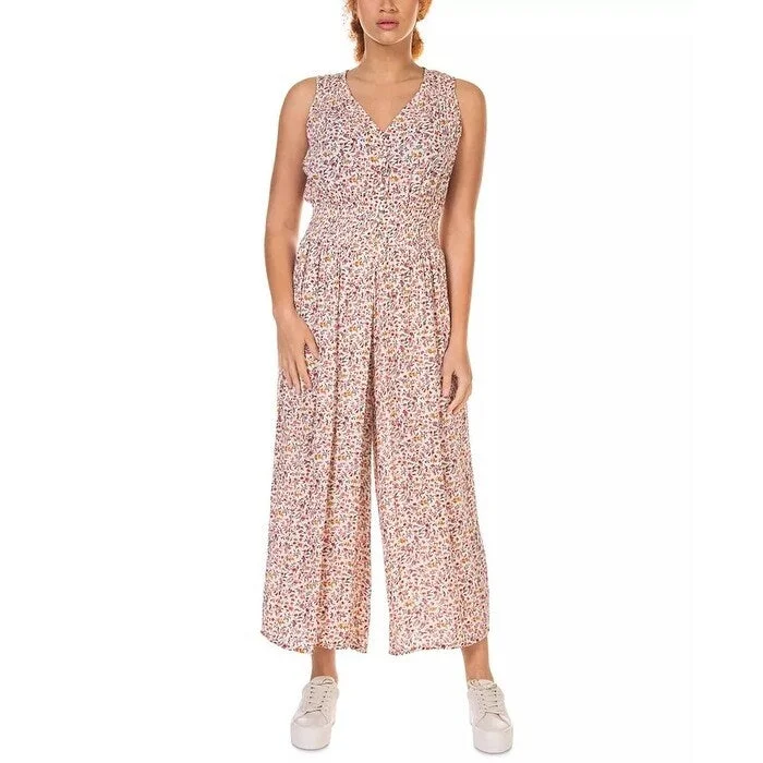 women's jumpsuits for hourglass figuresBlack Tape Women's Smocked Waist Culotte Printed Jumpsuit Pink Size S - Small