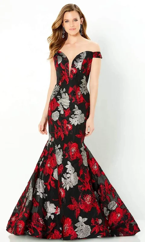 women's curve-hugging dressesMontage by Mon Cheri 220952 - Floral Brocade Evening Gown