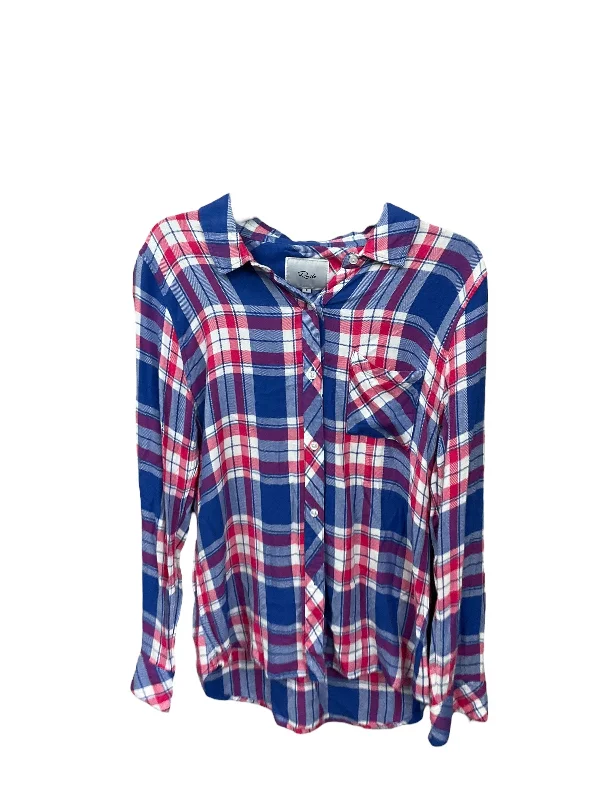 women's long sleeve tops with high necksTop Long Sleeve By Rails In Plaid, Size: S