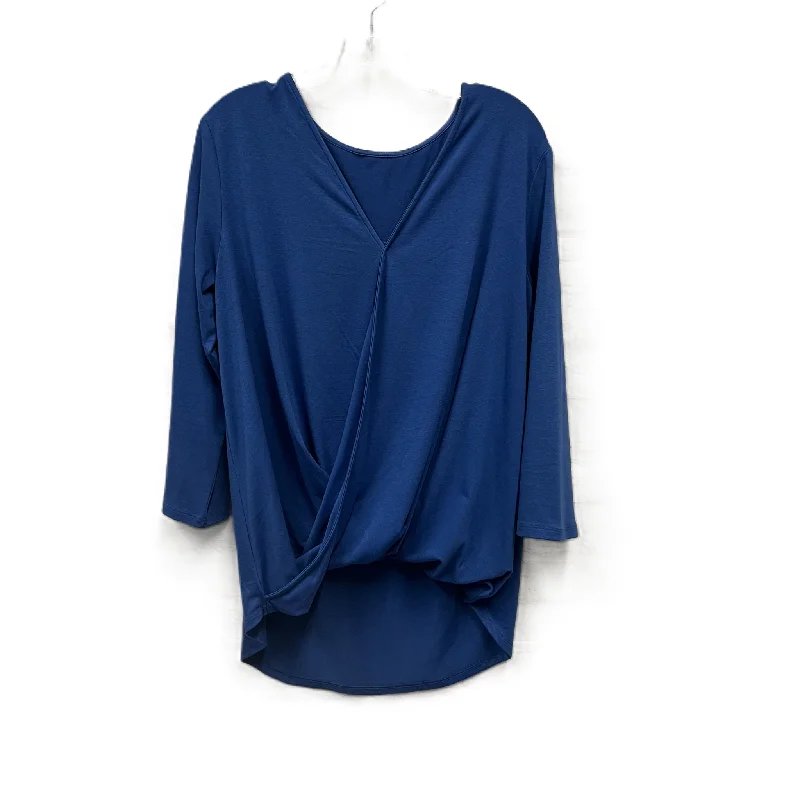 women's long sleeve tops with unique designsTop Long Sleeve By  In Blue, Size: M