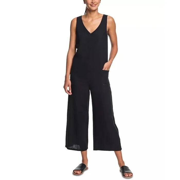 women's jumpsuits for fair-trade practicesRoxy Juniors' Solid Jumpsuit Black Dress Size Small