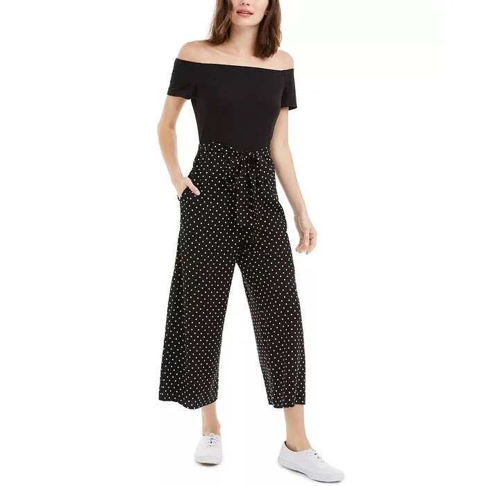 women's jumpsuits for apple-shaped bodiesMaison Jules Women's Off The Shoulder Jumpsuit Black Size Medium