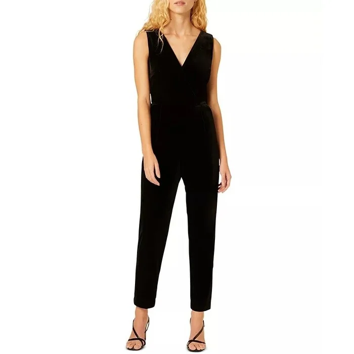 women's jumpsuits for machine-washable fabricsFrench Connection Women's Marie Sleeveless Velvet Jumpsuit Black Size 4