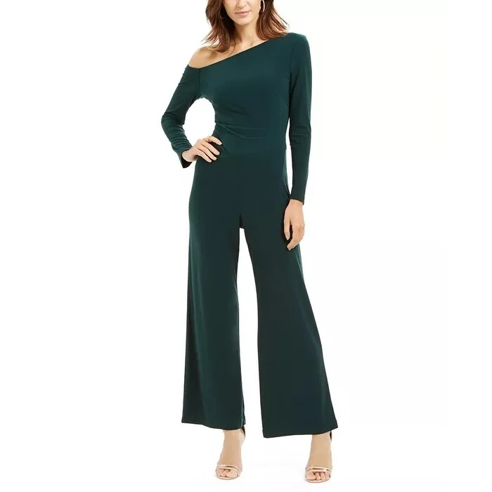 women's casual jumpsuitsTaylor Women's Off The Shoulder Jersey Jumpsuit Green Size 2 Petite - 2 Petite