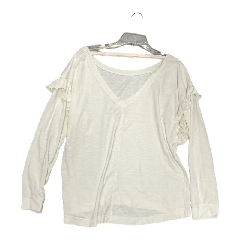 women's long sleeve tops with plus-size optionsTop Long Sleeve By Pilcro In Cream, Size: L