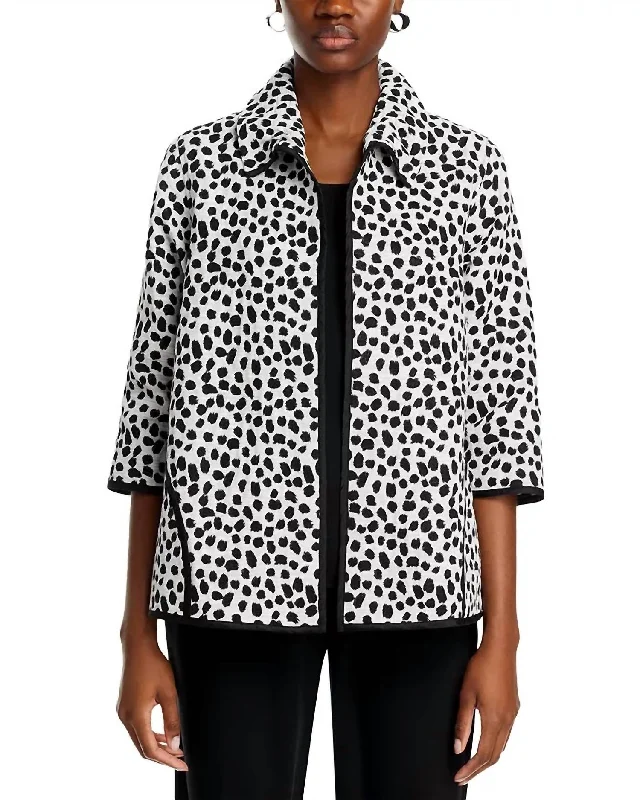 women's bomber jackets and coatsEasy Aline Jacquard Shimmer Jacket In Black/ivory