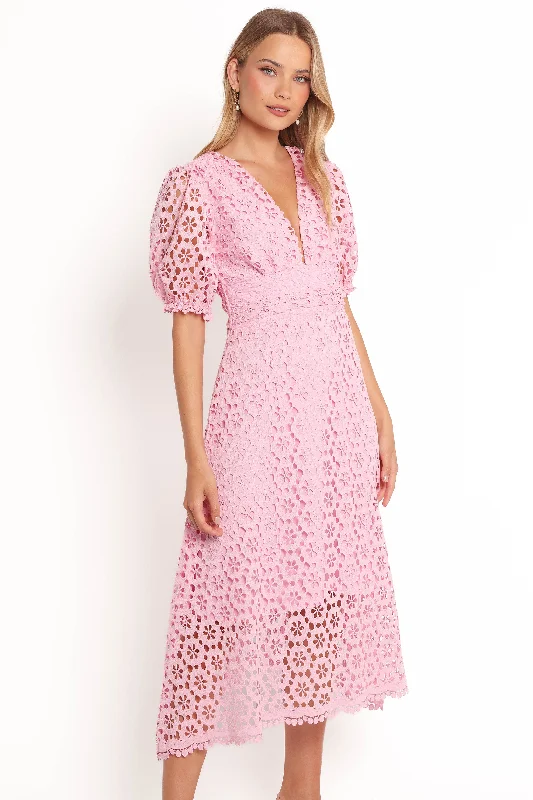 women's checkered dressesArlington Midi Dress - Pink