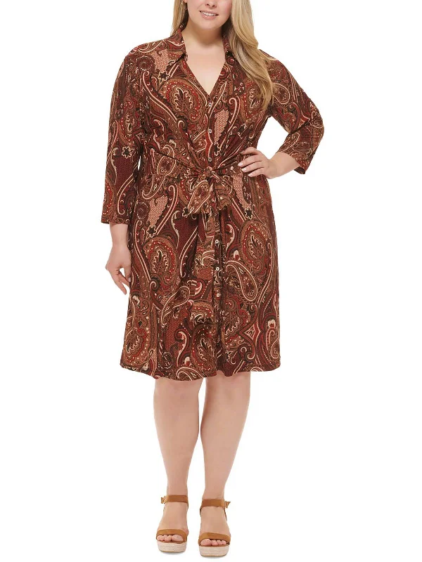 women's everyday dressesPlus Womens Paisley Midi Shirtdress