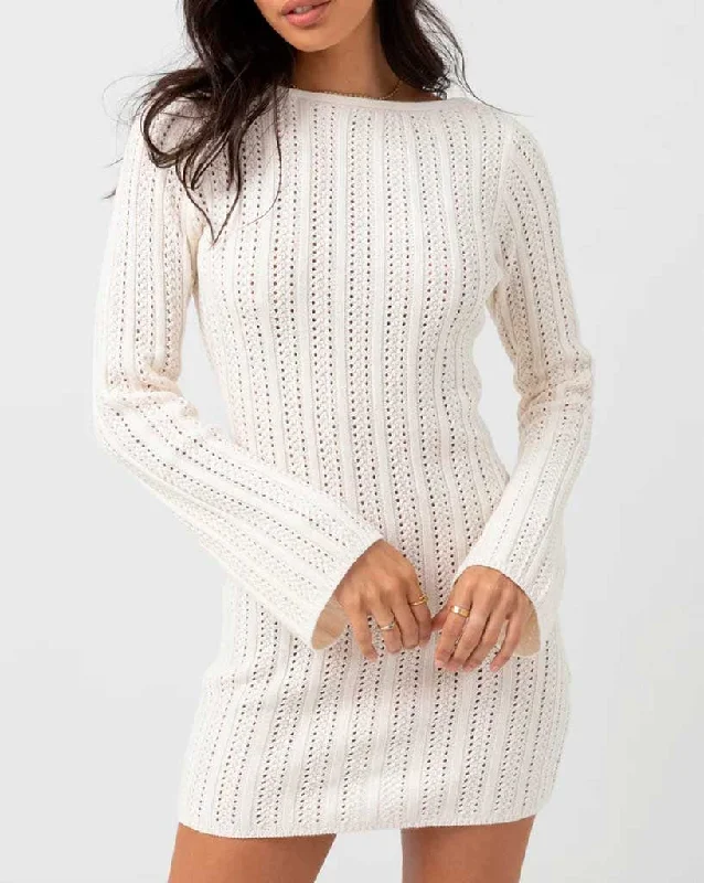 women's maximalist dressesCharlize Long Sleeve Knit Mini Dress