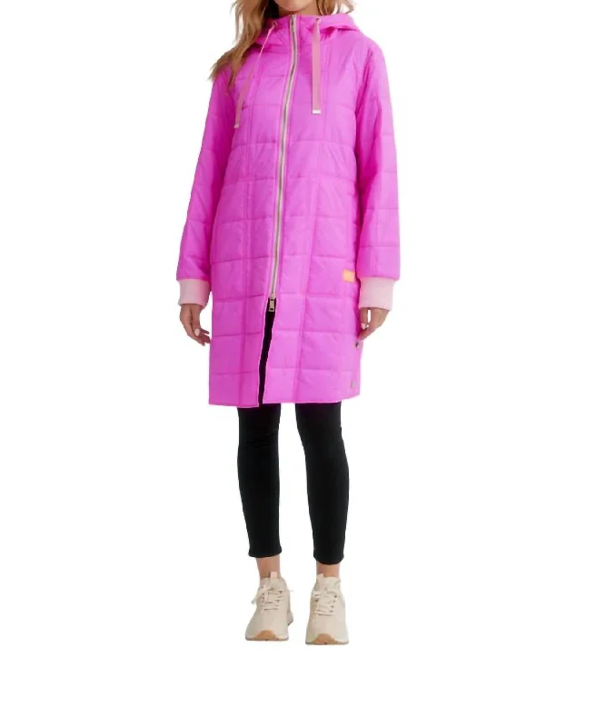 women's coats with beadwork accentsLong Sleeve Puffer Coat In Passpink