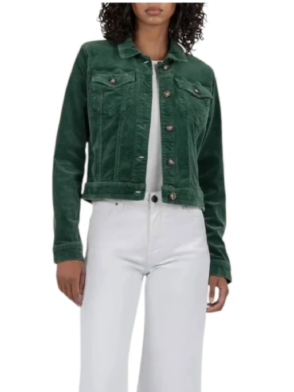 women's stylish coatsJulie Crop Corduroy Jacket In Green