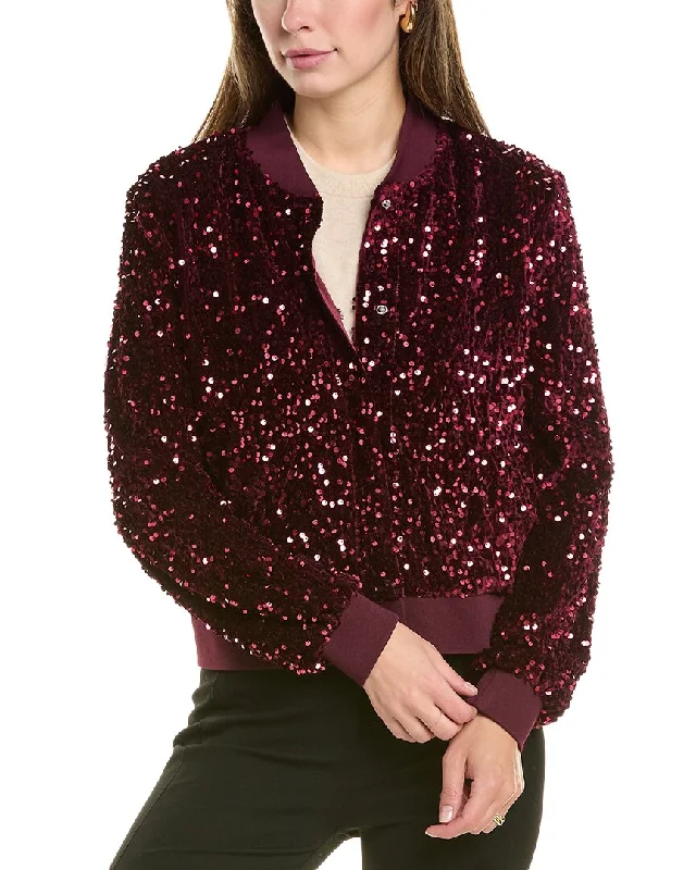 women's coats for those who appreciate timeless fashionNanette Nanette Lepore Velvet Sequin Bomber Jacket